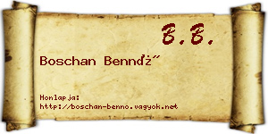 Boschan Bennó névjegykártya